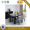Chinese Furniture Italian Wooden Top Solid Wood Leg Dining Table with metal fabric chair 