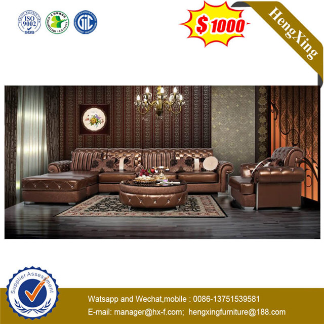 Popular Modern Living Room Leisure Classic Design Vintage Leather Sectional Sofa Set