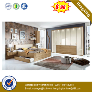Hot Sell Simple Modern Home Use Bedroom Wooden Frame King Single Side Drawers Bed 