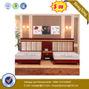 Fashion Wooden Apartment Bedroom Furniture Solid Wood Double Bed Set