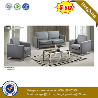 Grey Modern Europe Italy Style Leather Hotel Project 1+3+1 Set Office Living Room Sofa With Metal Legs