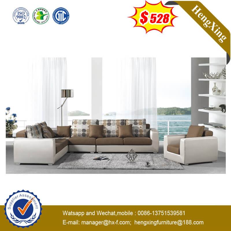 Chinese Grey L Shaped Solid Wood Frame Furniture Fabric Livingroom Sofa 