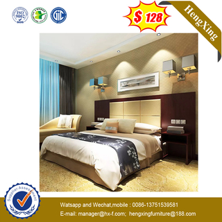 Wooden Leather bedroom furniture Queen Size hotel Bed