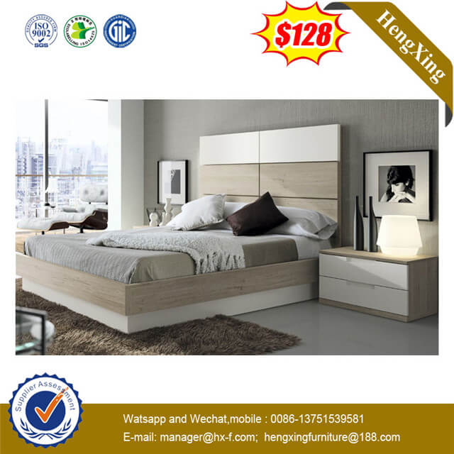 High Headboard Living Room Daily Home Bedroom Furniture Set Wooden Frame Use Bed