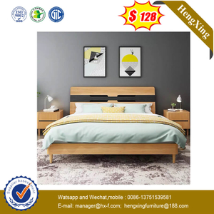 Home Strong Bearing Capacity Bedroom Furniture Wooden Frame Bed And Headboard Sets With Wood Legs