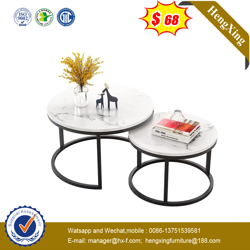 High Quality Wood Round Coffee Table Set with Stainless Steel Legs