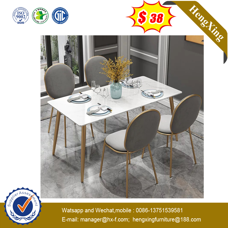 Artificial Marble Stone Restaurant Dining Table with 4 Seater Chair 