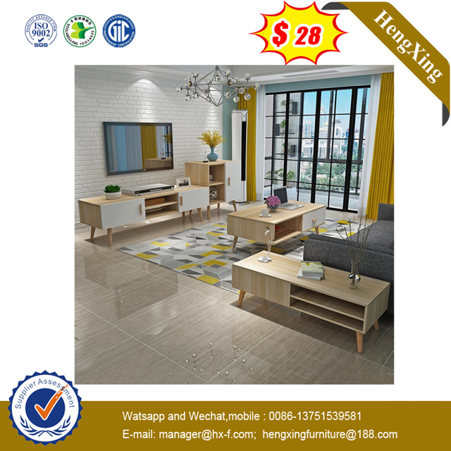 Cheap price living room furniture set cabinet white wooden round modern coffee table set 