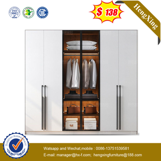 Modern Bedroom Furniture Storage Cabinet Melamine Laminated Sliding Door Wardrobe with Clothing Rail