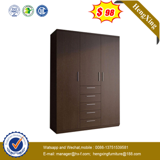 Brown Wholesale Price Simple Style Mirror Door Bedroom Wooden Clothes Storage Wardrobe 